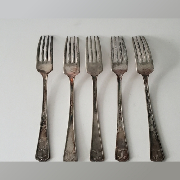 Lady Esther Antique Silverplated 5 Dinner Forks - Picture 2 of 2